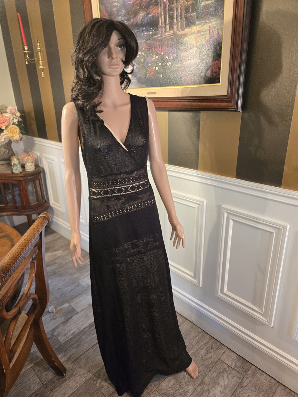 Desigual Black Sleeveless Maxi Dress with Embellished Waistband